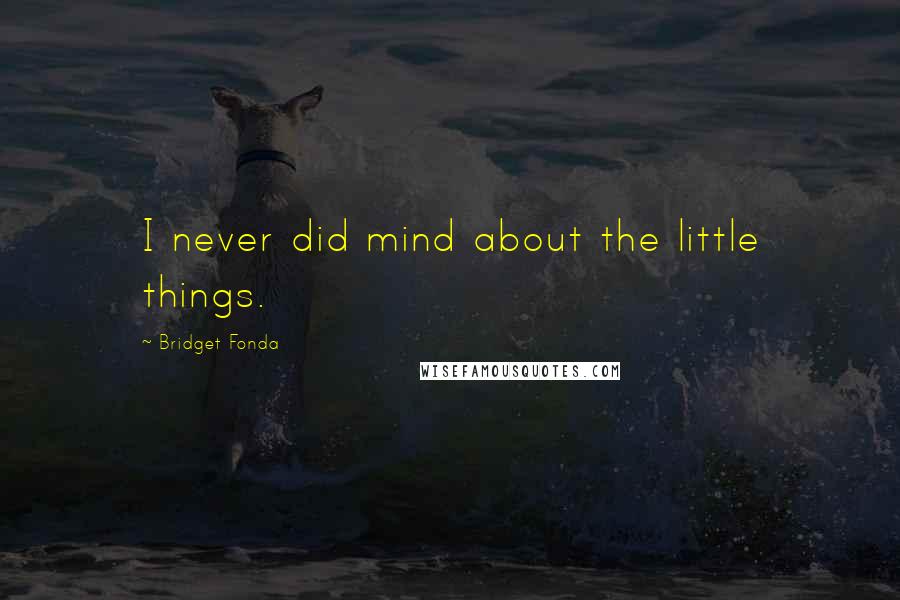 Bridget Fonda Quotes: I never did mind about the little things.