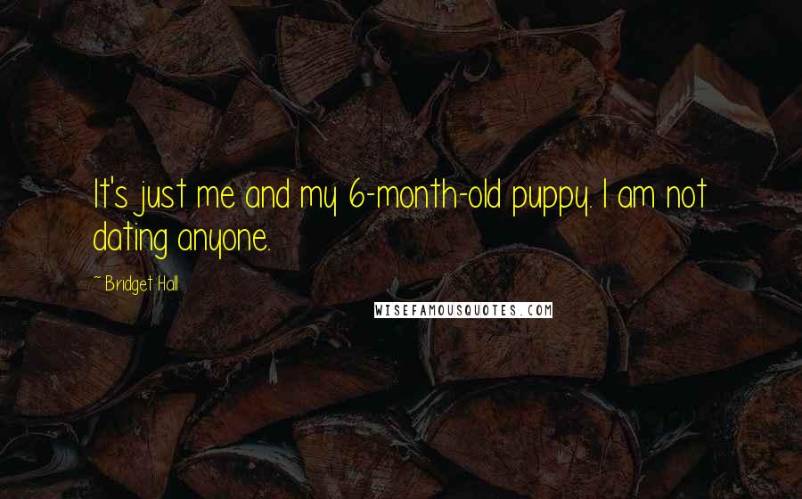 Bridget Hall Quotes: It's just me and my 6-month-old puppy. I am not dating anyone.