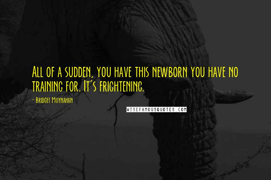 Bridget Moynahan Quotes: All of a sudden, you have this newborn you have no training for. It's frightening.