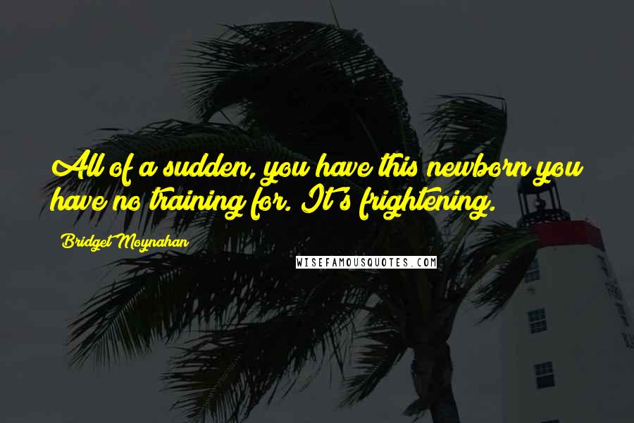 Bridget Moynahan Quotes: All of a sudden, you have this newborn you have no training for. It's frightening.