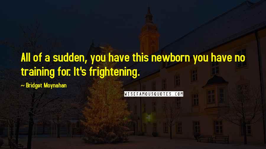Bridget Moynahan Quotes: All of a sudden, you have this newborn you have no training for. It's frightening.