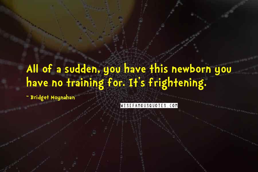 Bridget Moynahan Quotes: All of a sudden, you have this newborn you have no training for. It's frightening.