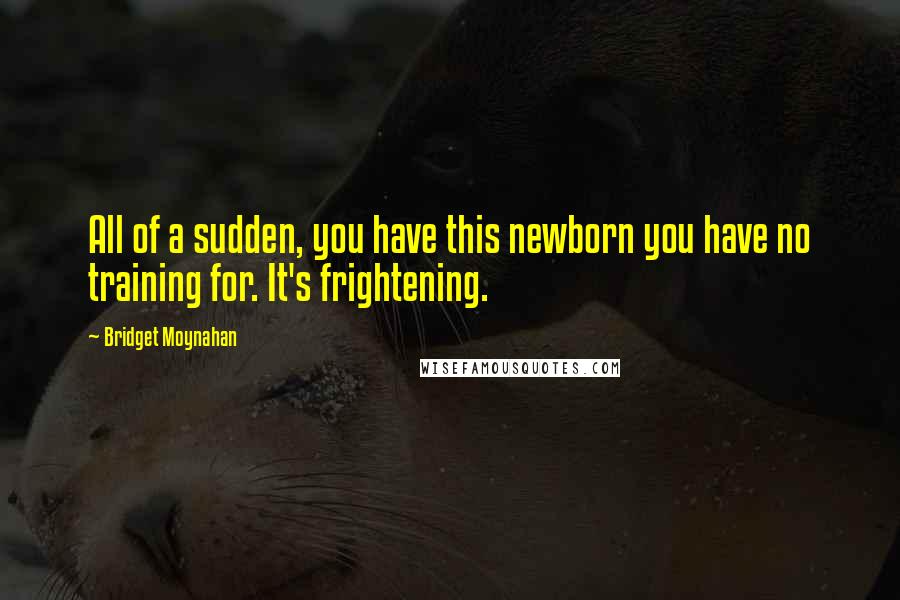 Bridget Moynahan Quotes: All of a sudden, you have this newborn you have no training for. It's frightening.