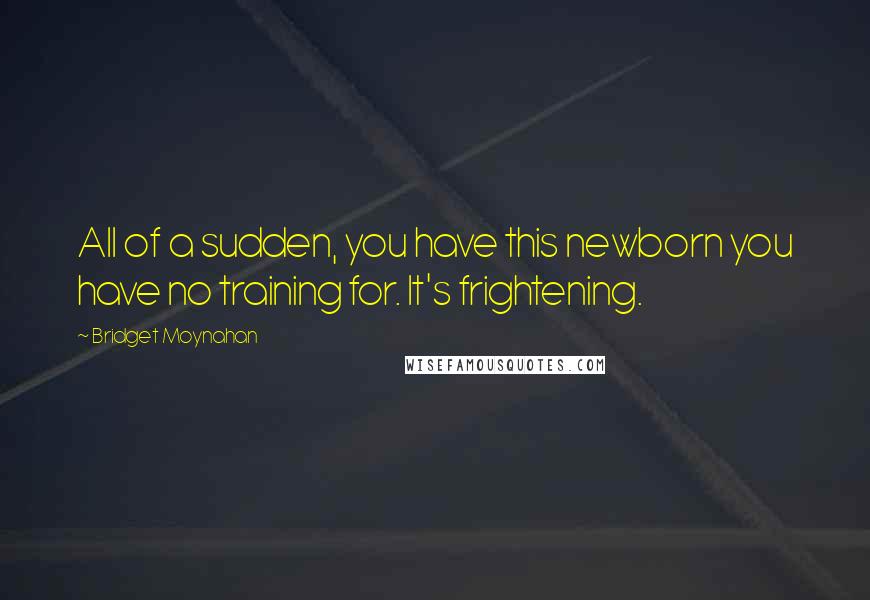 Bridget Moynahan Quotes: All of a sudden, you have this newborn you have no training for. It's frightening.