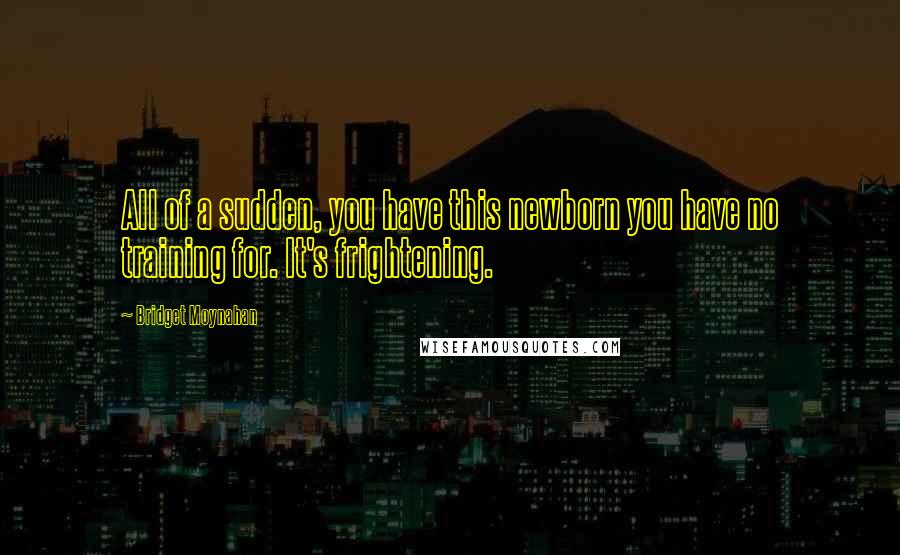 Bridget Moynahan Quotes: All of a sudden, you have this newborn you have no training for. It's frightening.