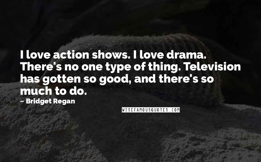Bridget Regan Quotes: I love action shows. I love drama. There's no one type of thing. Television has gotten so good, and there's so much to do.