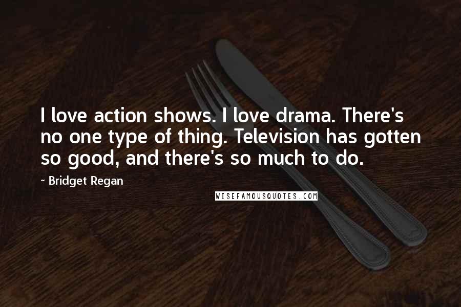Bridget Regan Quotes: I love action shows. I love drama. There's no one type of thing. Television has gotten so good, and there's so much to do.