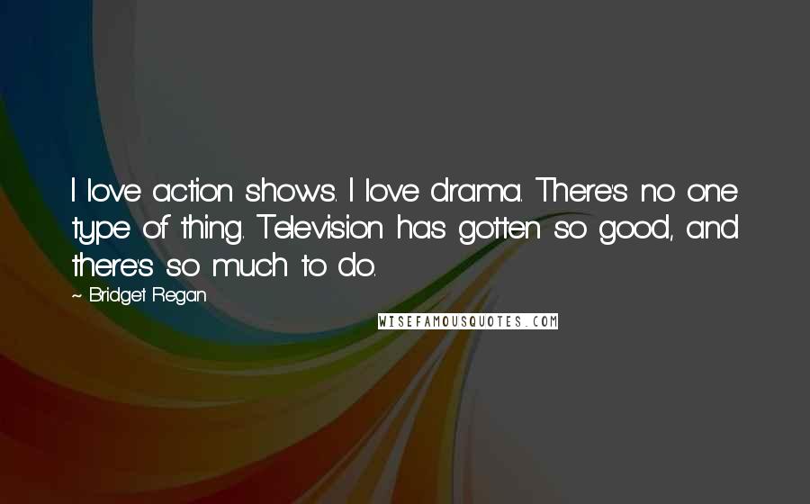 Bridget Regan Quotes: I love action shows. I love drama. There's no one type of thing. Television has gotten so good, and there's so much to do.
