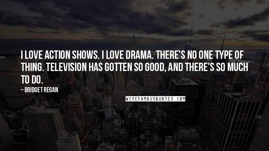 Bridget Regan Quotes: I love action shows. I love drama. There's no one type of thing. Television has gotten so good, and there's so much to do.