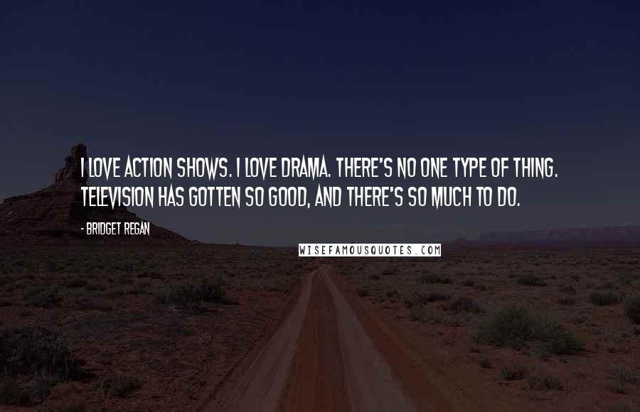 Bridget Regan Quotes: I love action shows. I love drama. There's no one type of thing. Television has gotten so good, and there's so much to do.