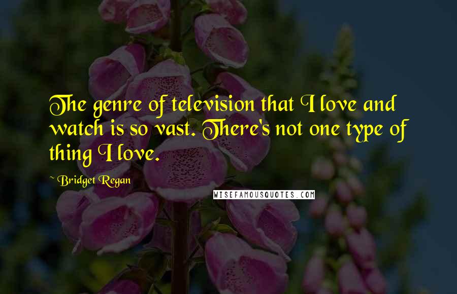 Bridget Regan Quotes: The genre of television that I love and watch is so vast. There's not one type of thing I love.