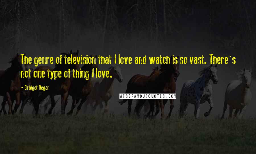 Bridget Regan Quotes: The genre of television that I love and watch is so vast. There's not one type of thing I love.