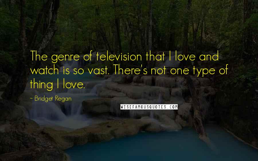 Bridget Regan Quotes: The genre of television that I love and watch is so vast. There's not one type of thing I love.