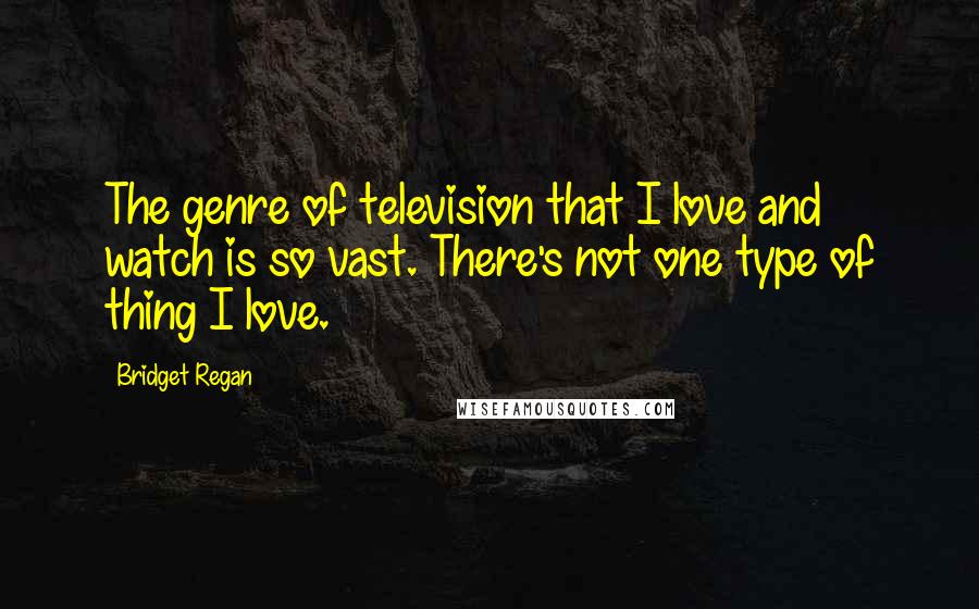 Bridget Regan Quotes: The genre of television that I love and watch is so vast. There's not one type of thing I love.