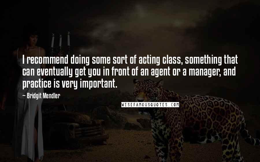 Bridgit Mendler Quotes: I recommend doing some sort of acting class, something that can eventually get you in front of an agent or a manager, and practice is very important.