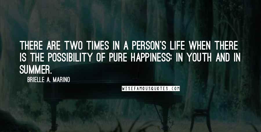 Brielle A. Marino Quotes: There are two times in a person's life when there is the possibility of pure happiness: in youth and in summer.