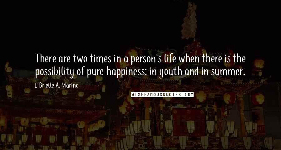 Brielle A. Marino Quotes: There are two times in a person's life when there is the possibility of pure happiness: in youth and in summer.