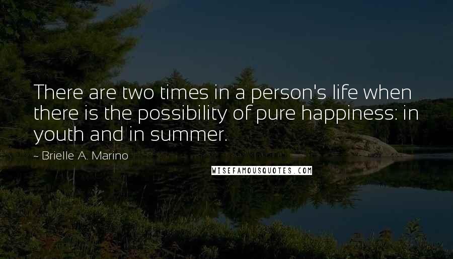 Brielle A. Marino Quotes: There are two times in a person's life when there is the possibility of pure happiness: in youth and in summer.