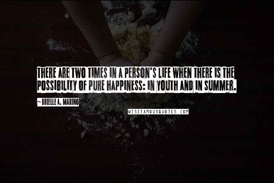 Brielle A. Marino Quotes: There are two times in a person's life when there is the possibility of pure happiness: in youth and in summer.