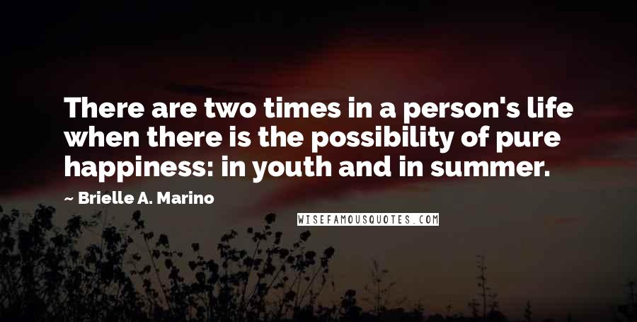 Brielle A. Marino Quotes: There are two times in a person's life when there is the possibility of pure happiness: in youth and in summer.