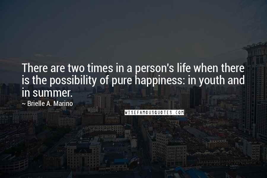 Brielle A. Marino Quotes: There are two times in a person's life when there is the possibility of pure happiness: in youth and in summer.