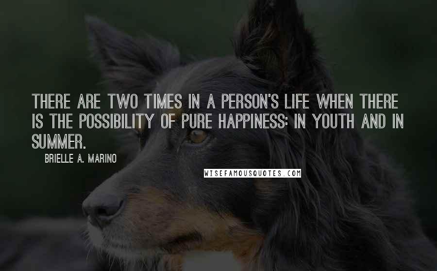 Brielle A. Marino Quotes: There are two times in a person's life when there is the possibility of pure happiness: in youth and in summer.