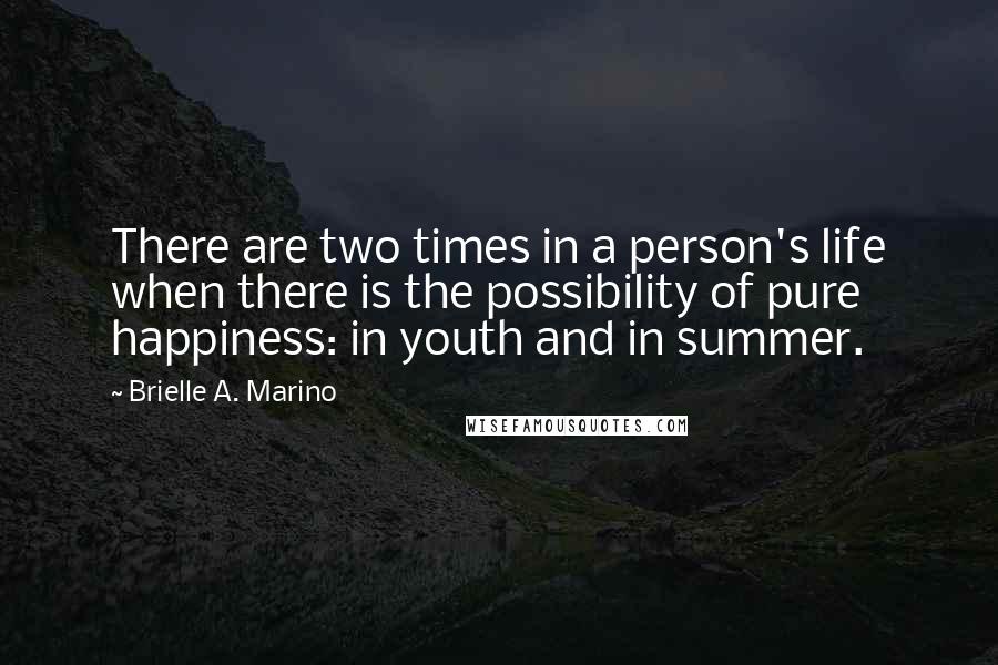 Brielle A. Marino Quotes: There are two times in a person's life when there is the possibility of pure happiness: in youth and in summer.