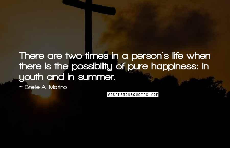 Brielle A. Marino Quotes: There are two times in a person's life when there is the possibility of pure happiness: in youth and in summer.