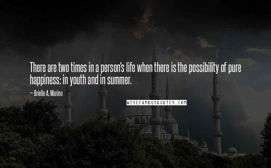 Brielle A. Marino Quotes: There are two times in a person's life when there is the possibility of pure happiness: in youth and in summer.