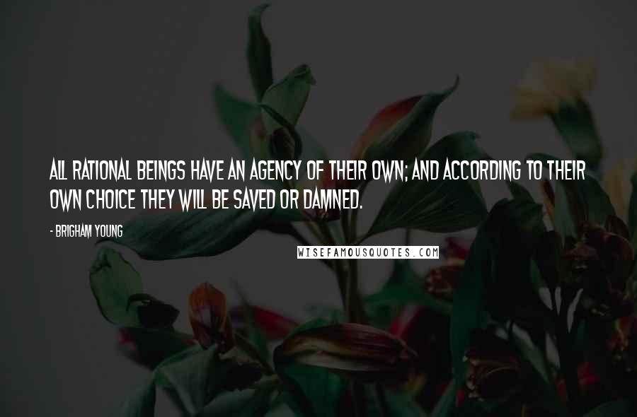 Brigham Young Quotes: All rational beings have an agency of their own; and according to their own choice they will be saved or damned.