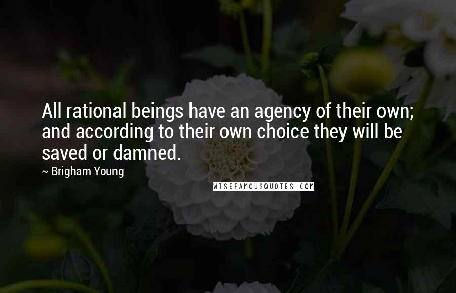 Brigham Young Quotes: All rational beings have an agency of their own; and according to their own choice they will be saved or damned.