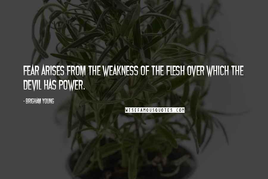 Brigham Young Quotes: Fear arises from the weakness of the flesh over which the devil has power.