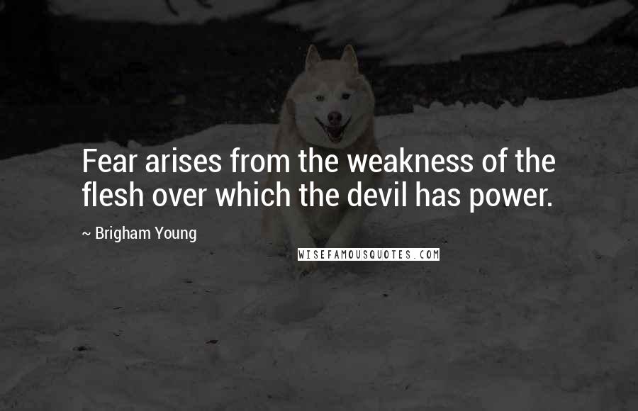 Brigham Young Quotes: Fear arises from the weakness of the flesh over which the devil has power.