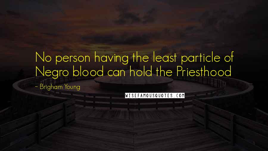 Brigham Young Quotes: No person having the least particle of Negro blood can hold the Priesthood