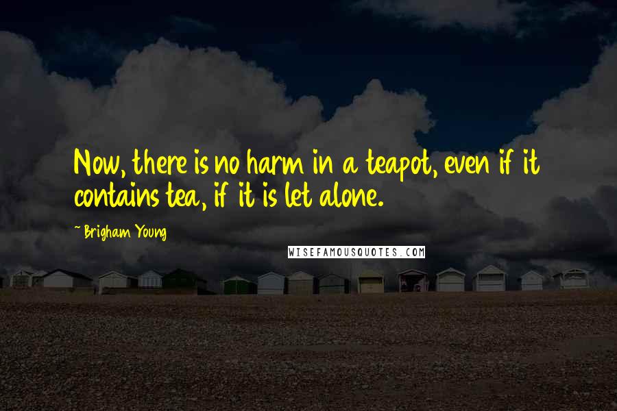 Brigham Young Quotes: Now, there is no harm in a teapot, even if it contains tea, if it is let alone.