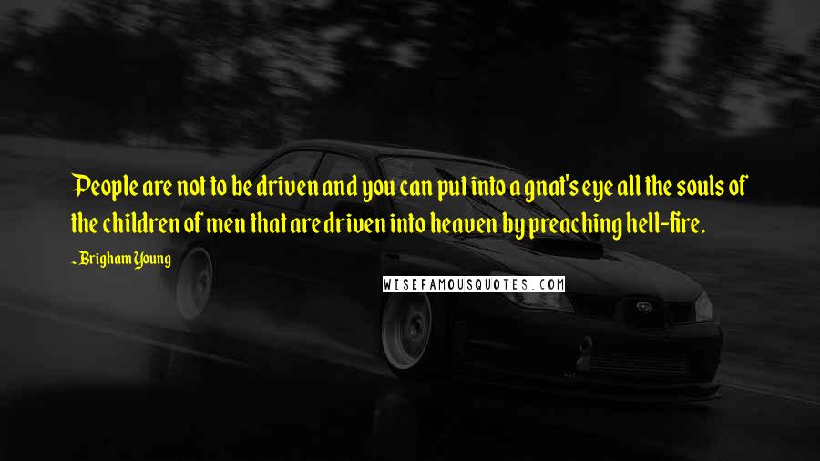 Brigham Young Quotes: People are not to be driven and you can put into a gnat's eye all the souls of the children of men that are driven into heaven by preaching hell-fire.