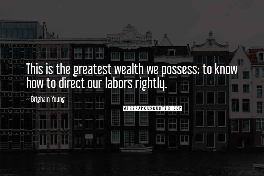 Brigham Young Quotes: This is the greatest wealth we possess: to know how to direct our labors rightly.