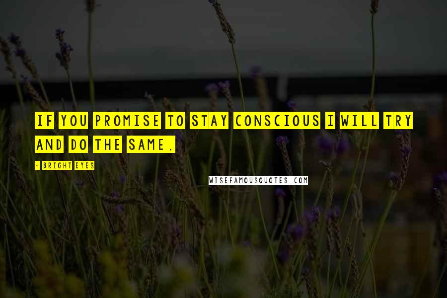 Bright Eyes Quotes: If you promise to stay conscious I will try and do the same.
