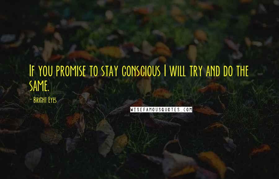 Bright Eyes Quotes: If you promise to stay conscious I will try and do the same.