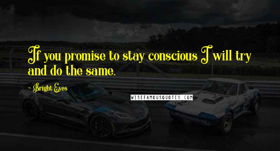 Bright Eyes Quotes: If you promise to stay conscious I will try and do the same.