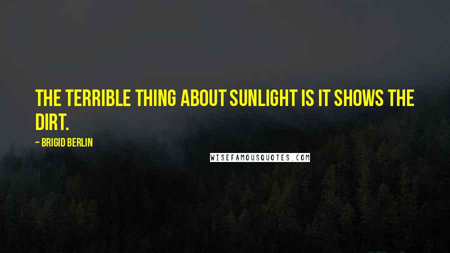 Brigid Berlin Quotes: The terrible thing about sunlight is it shows the dirt.