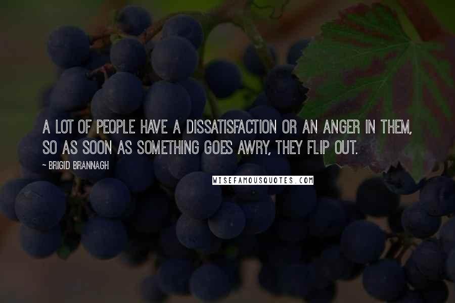 Brigid Brannagh Quotes: A lot of people have a dissatisfaction or an anger in them, so as soon as something goes awry, they flip out.