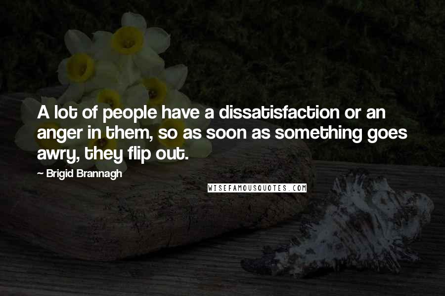 Brigid Brannagh Quotes: A lot of people have a dissatisfaction or an anger in them, so as soon as something goes awry, they flip out.