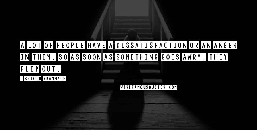 Brigid Brannagh Quotes: A lot of people have a dissatisfaction or an anger in them, so as soon as something goes awry, they flip out.