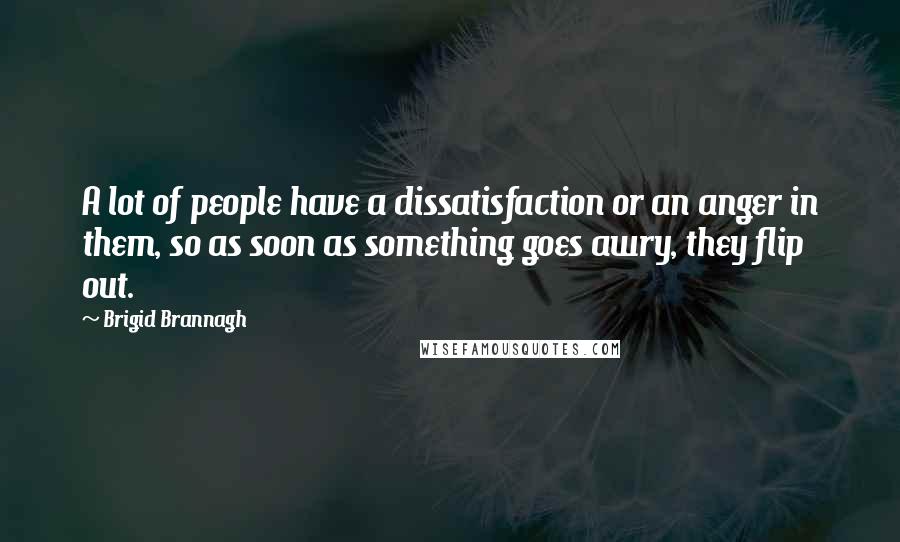 Brigid Brannagh Quotes: A lot of people have a dissatisfaction or an anger in them, so as soon as something goes awry, they flip out.