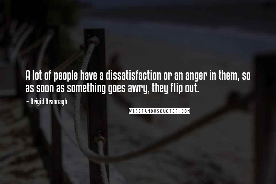 Brigid Brannagh Quotes: A lot of people have a dissatisfaction or an anger in them, so as soon as something goes awry, they flip out.