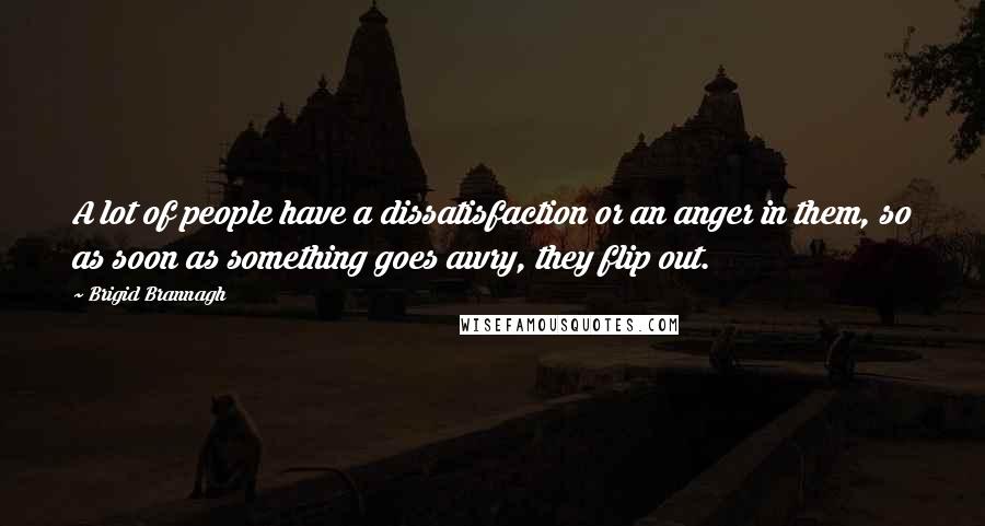 Brigid Brannagh Quotes: A lot of people have a dissatisfaction or an anger in them, so as soon as something goes awry, they flip out.