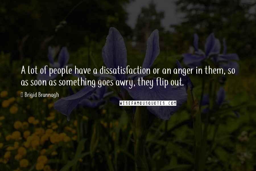 Brigid Brannagh Quotes: A lot of people have a dissatisfaction or an anger in them, so as soon as something goes awry, they flip out.