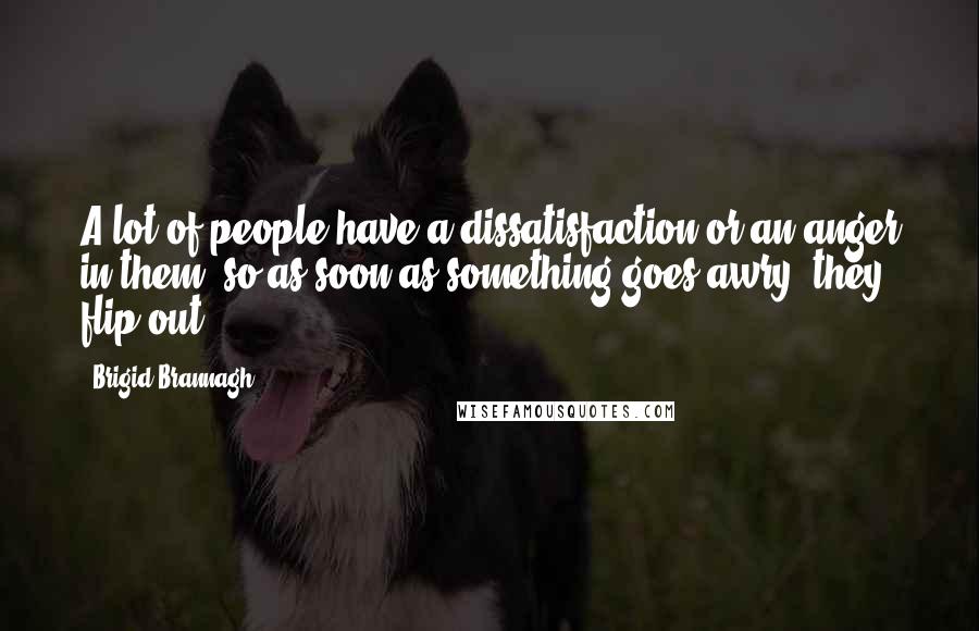 Brigid Brannagh Quotes: A lot of people have a dissatisfaction or an anger in them, so as soon as something goes awry, they flip out.