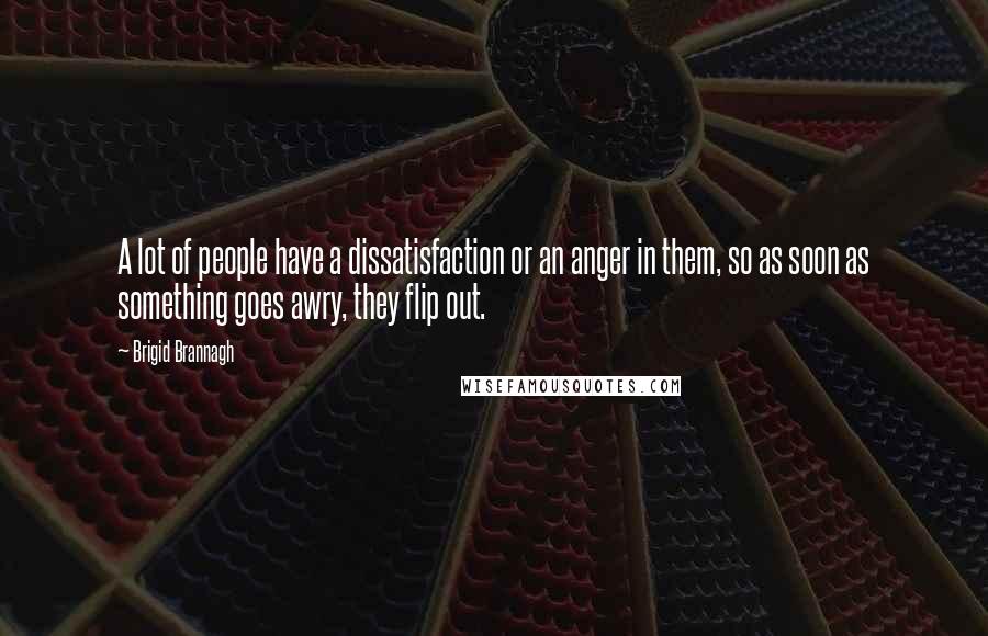 Brigid Brannagh Quotes: A lot of people have a dissatisfaction or an anger in them, so as soon as something goes awry, they flip out.